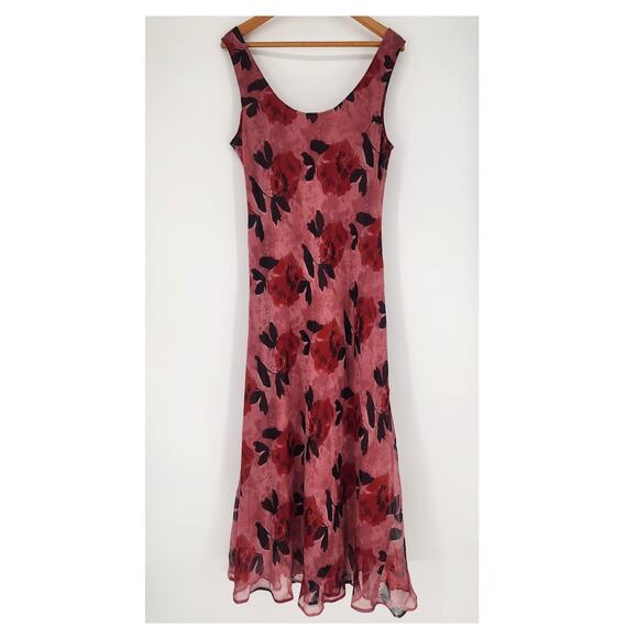 ASOS Design Sleeveless Rose Print Midi Dress Pink/Red US 12 (UK 16, EU 44) NWOT - Picture 3 of 13